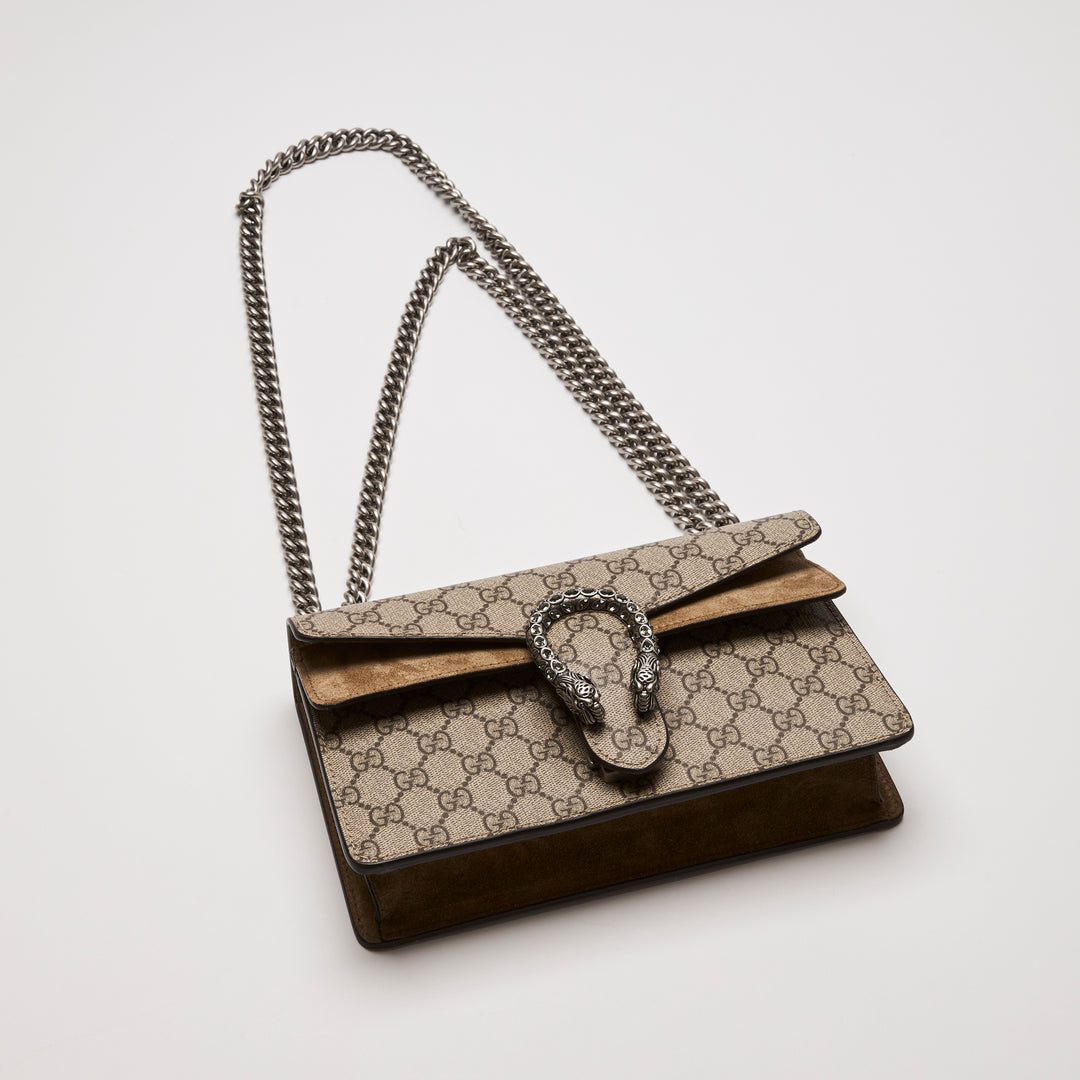 Gucci Beige GG Supreme Small Dionysus Shoulder Bag