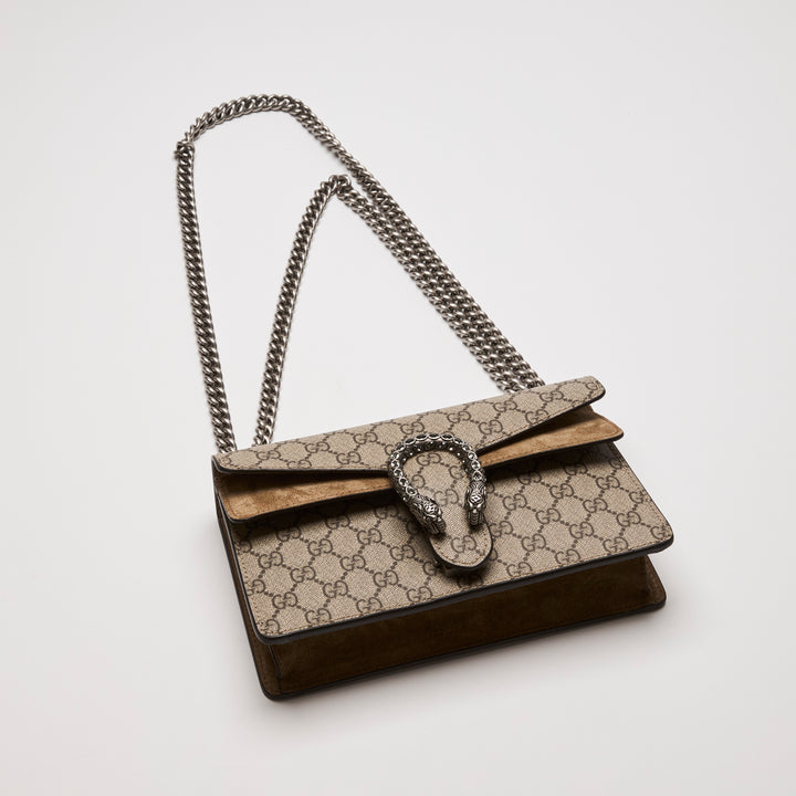Gucci Beige GG Supreme Small Dionysus Shoulder Bag
