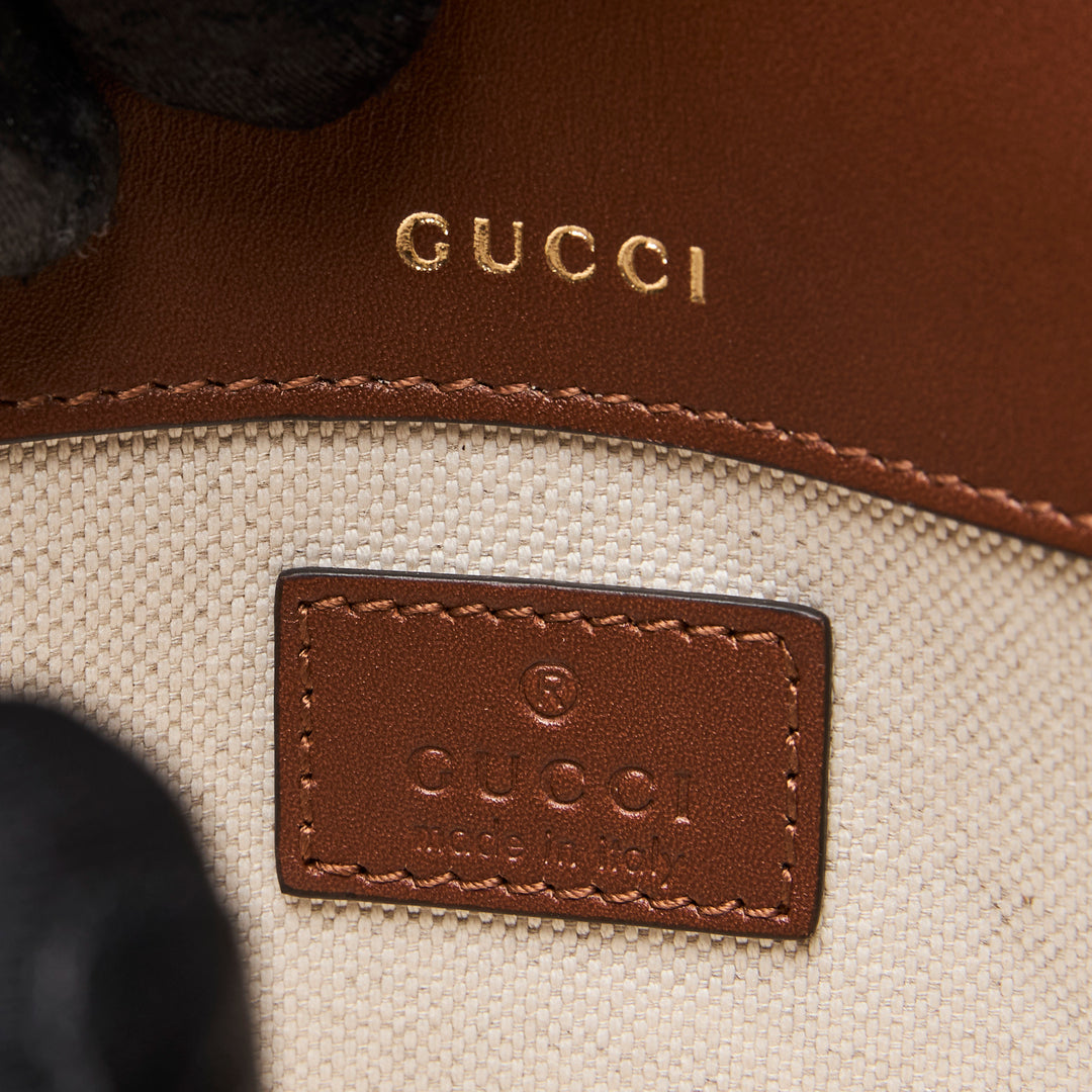 Gucci Brown Crystal GG Supreme Canvas & Calf Leather Horsebit 1955 Small Shoulder Bag
