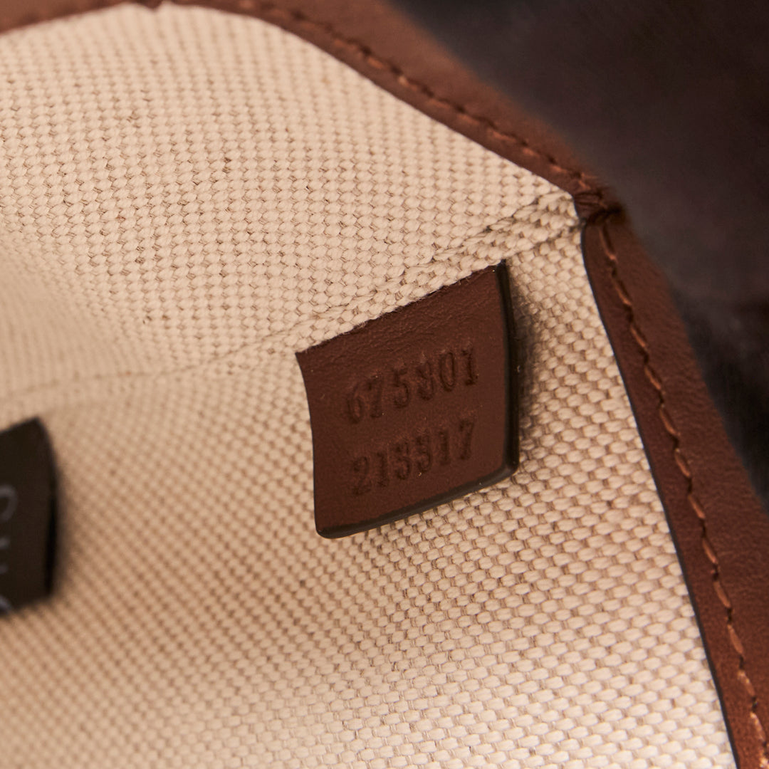 Gucci Brown Crystal GG Supreme Canvas & Calf Leather Horsebit 1955 Small Shoulder Bag