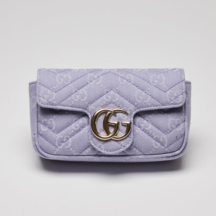 Gucci Purple Matelasse Denim GG Marmont Mini Crossbody bag