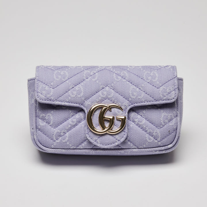 Gucci Purple Matelasse Denim GG Marmont Mini Crossbody bag