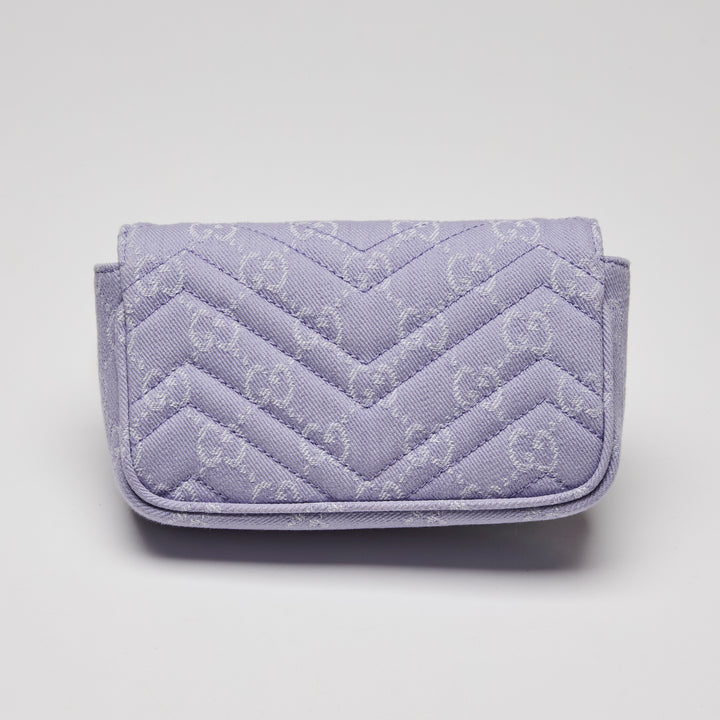 Gucci Purple Matelasse Denim GG Marmont Mini Crossbody bag