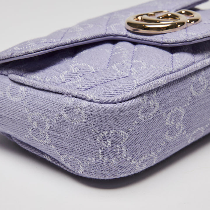 Gucci Purple Matelasse Denim GG Marmont Mini Crossbody bag
