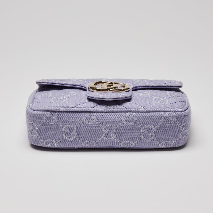 Gucci Purple Matelasse Denim GG Marmont Mini Crossbody bag