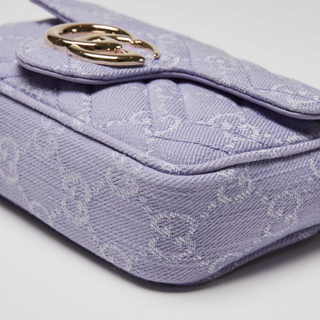 Gucci Purple Matelasse Denim GG Marmont Mini Crossbody bag