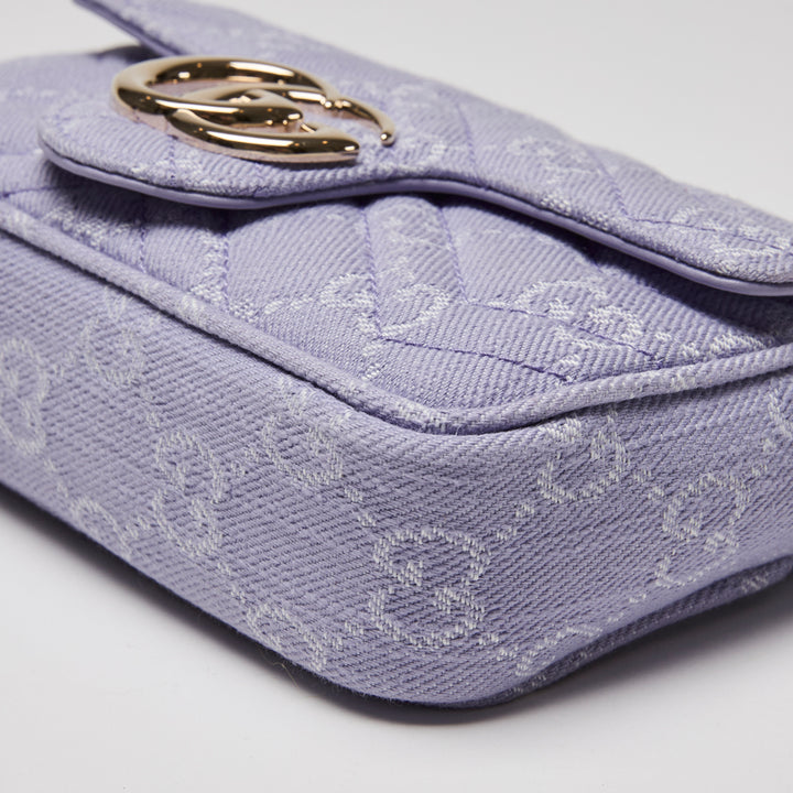 Gucci Purple Matelasse Denim GG Marmont Mini Crossbody bag
