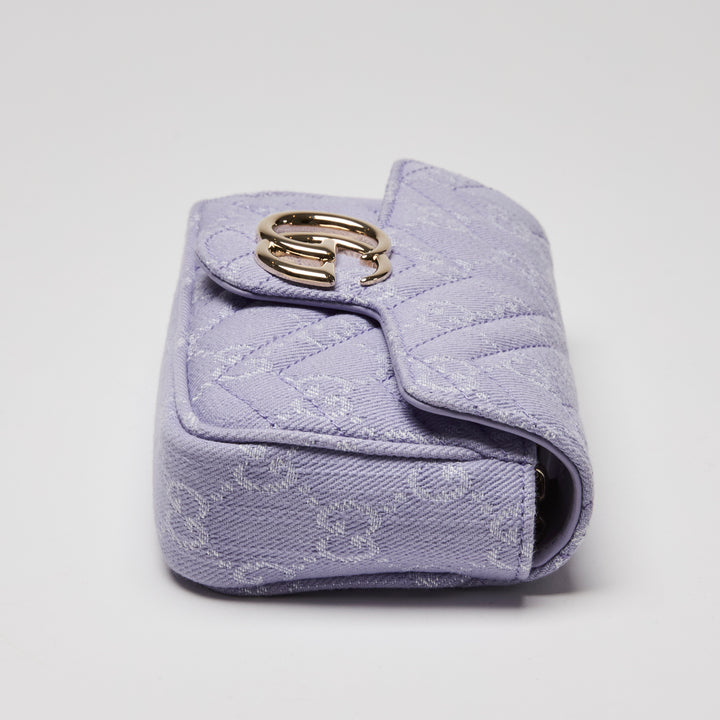 Gucci Purple Matelasse Denim GG Marmont Mini Crossbody bag