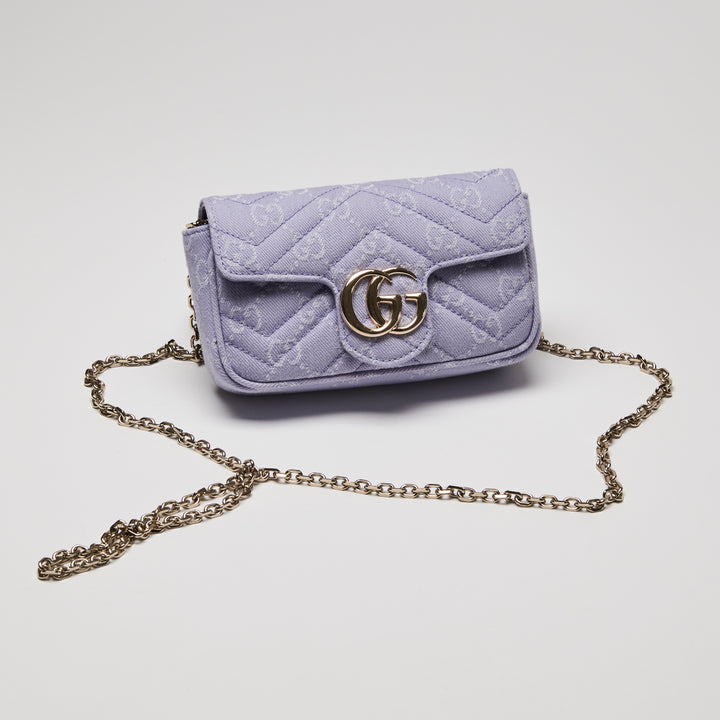 Gucci Purple Matelasse Denim GG Marmont Mini Crossbody bag