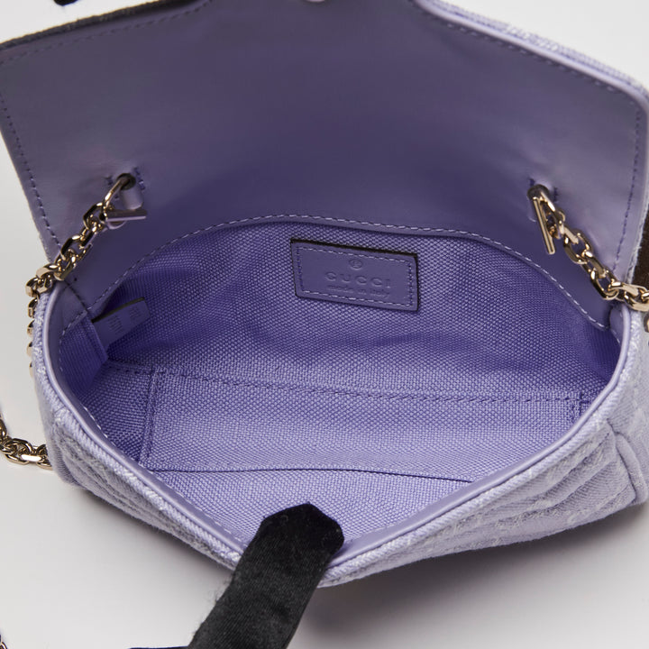Gucci Purple Matelasse Denim GG Marmont Mini Crossbody bag
