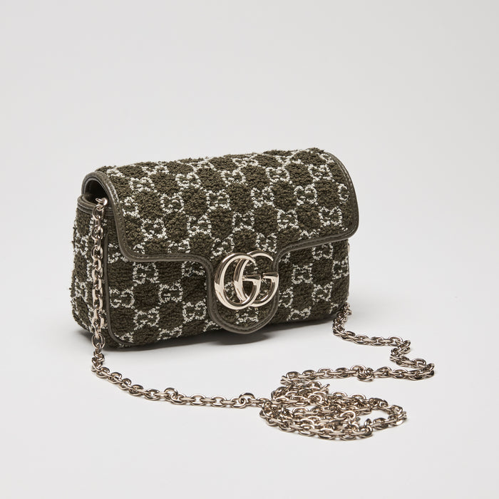 Gucci Green GG Monogram Tweed GG Marmont Mini Crossbody Bag