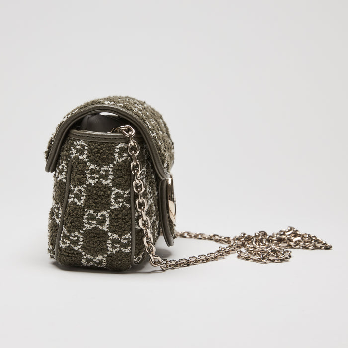 Gucci Green GG Monogram Tweed GG Marmont Mini Crossbody Bag