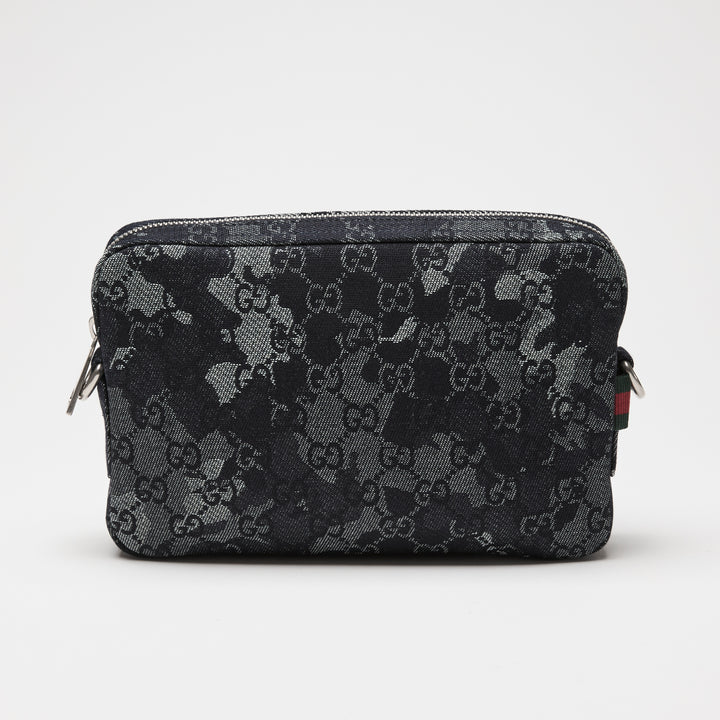 Gucci Navy Camouflage GG Denim Small Crossbody Bag