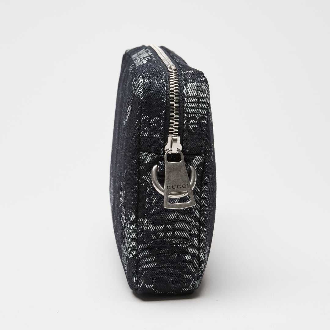 Gucci Navy Camouflage GG Denim Small Crossbody Bag