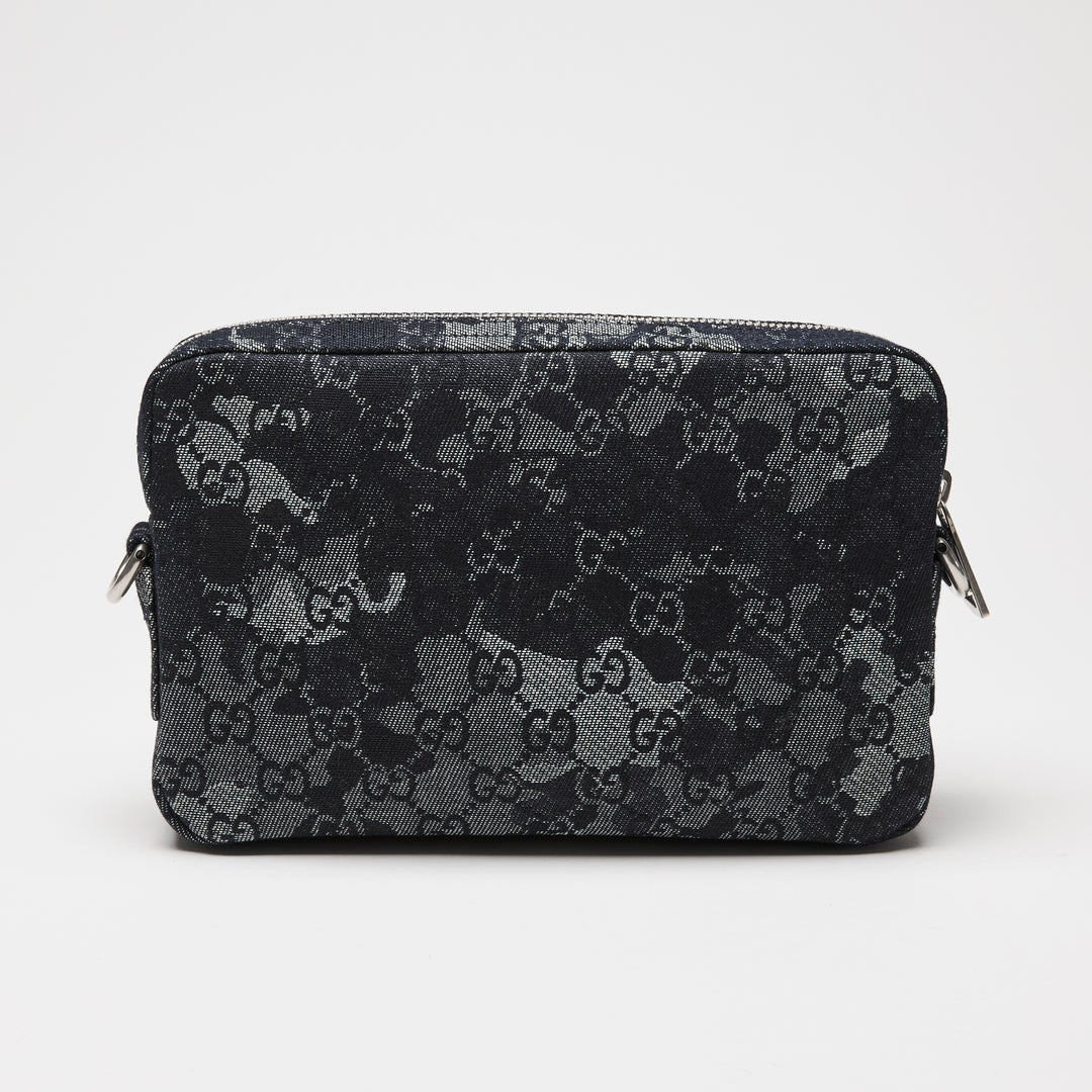 Gucci Navy Camouflage GG Denim Small Crossbody Bag