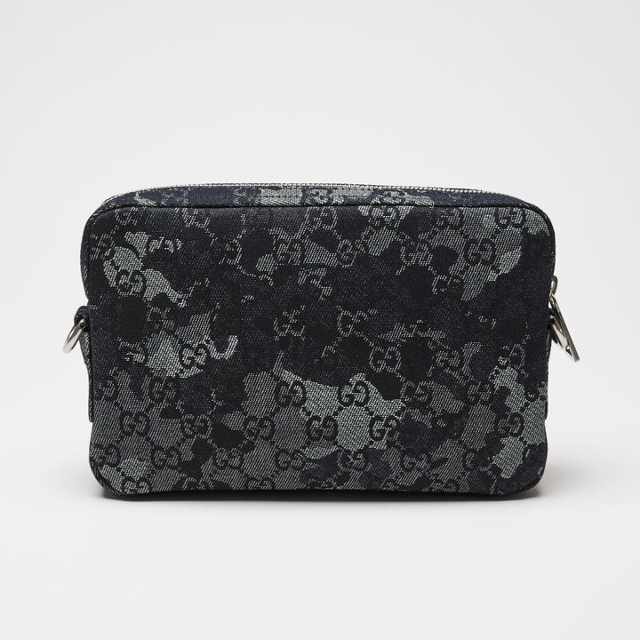 Gucci Navy Camouflage GG Denim Small Crossbody Bag