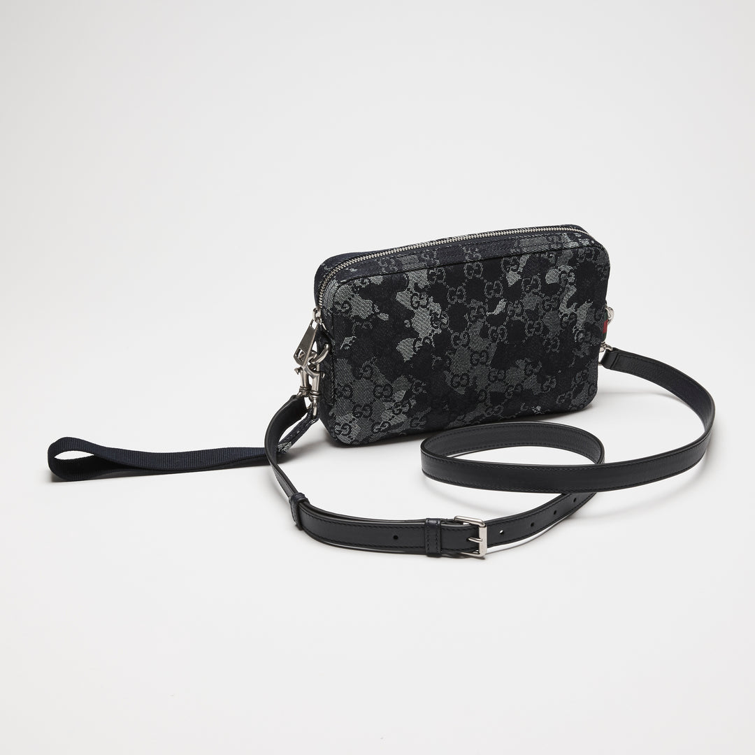 Gucci Navy Camouflage GG Denim Small Crossbody Bag