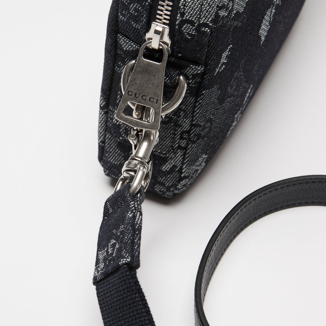 Gucci Navy Camouflage GG Denim Small Crossbody Bag