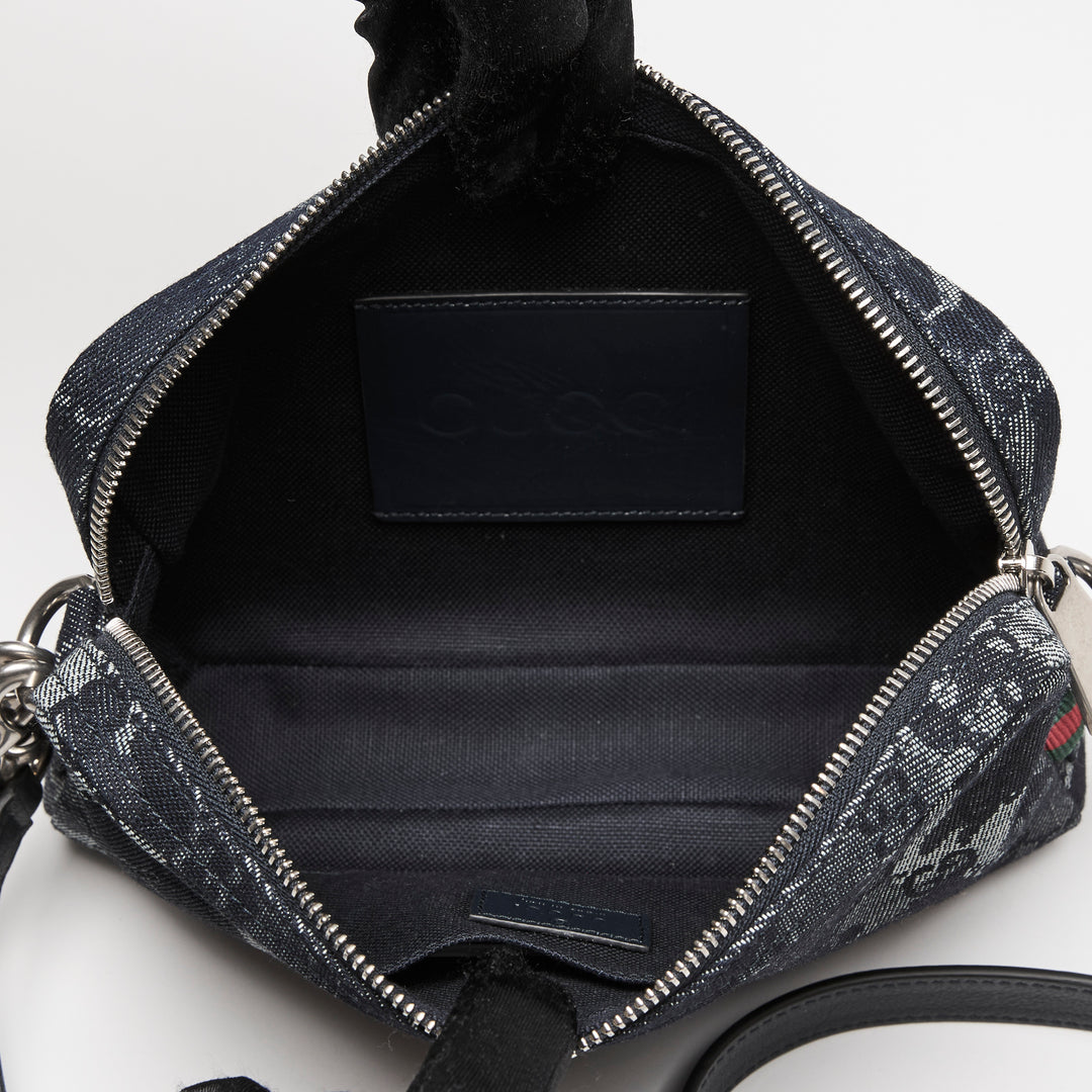 Gucci Navy Camouflage GG Denim Small Crossbody Bag