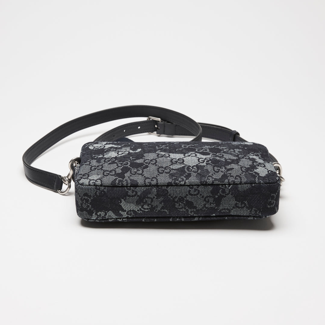 Gucci Navy Camouflage GG Denim Small Crossbody Bag