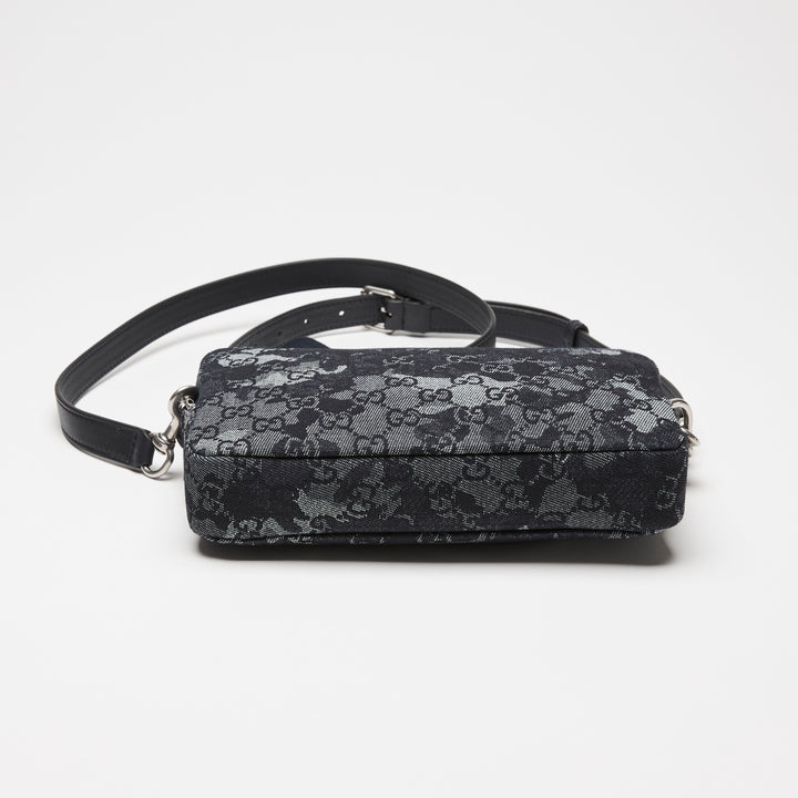 Gucci Navy Camouflage GG Denim Small Crossbody Bag