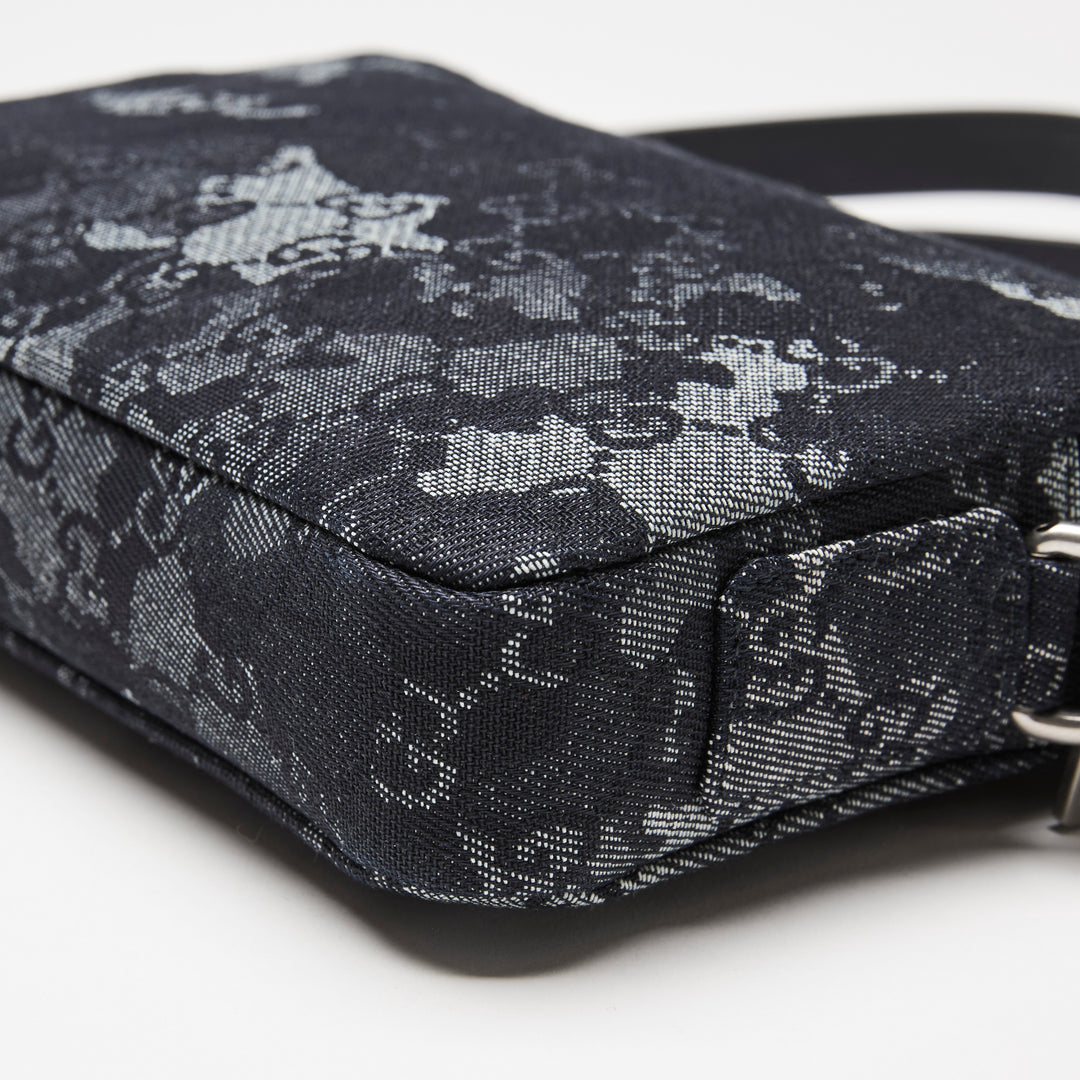 Gucci Navy Camouflage GG Denim Small Crossbody Bag