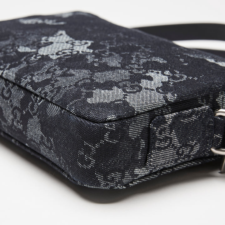 Gucci Navy Camouflage GG Denim Small Crossbody Bag