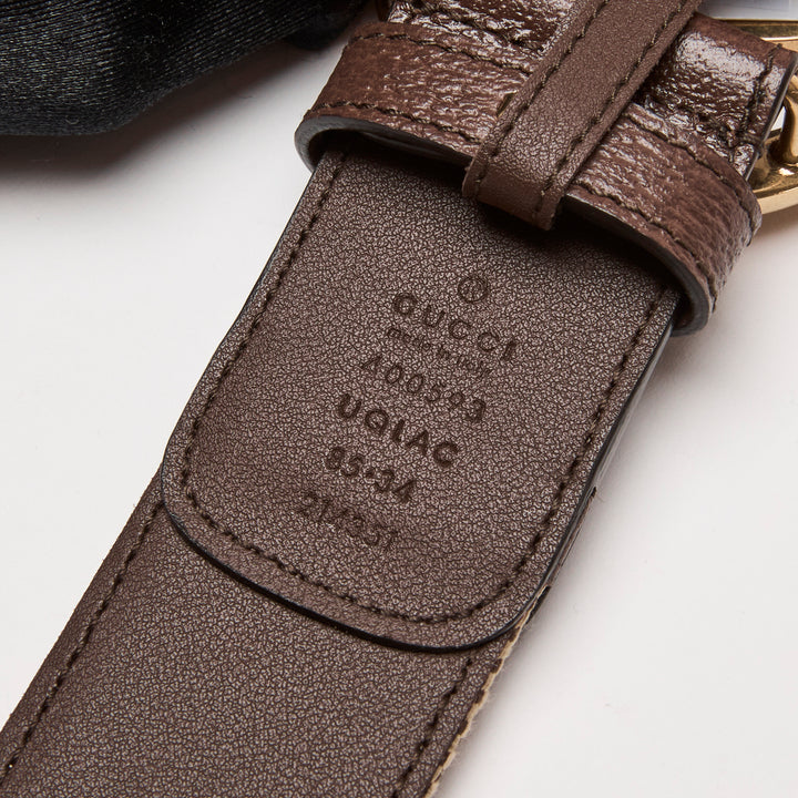 Gucci Brown GG Canvas & Calf Leather GG Marmont Belt Size 85