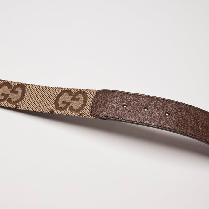 Gucci Brown GG Canvas & Calf Leather GG Marmont Belt Size 85