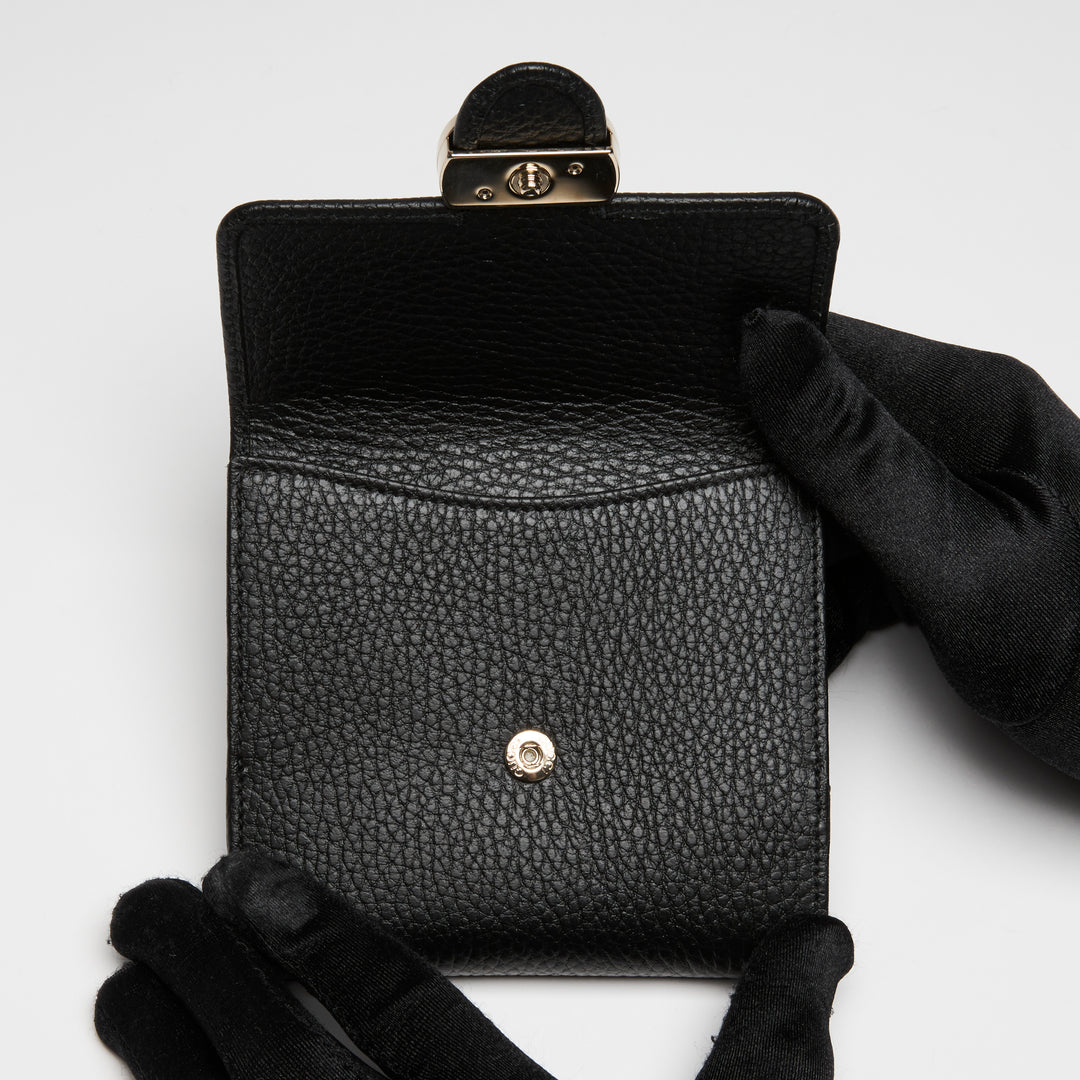 Gucci Black Grained Calf Leather Interlocking G Bifold Wallet