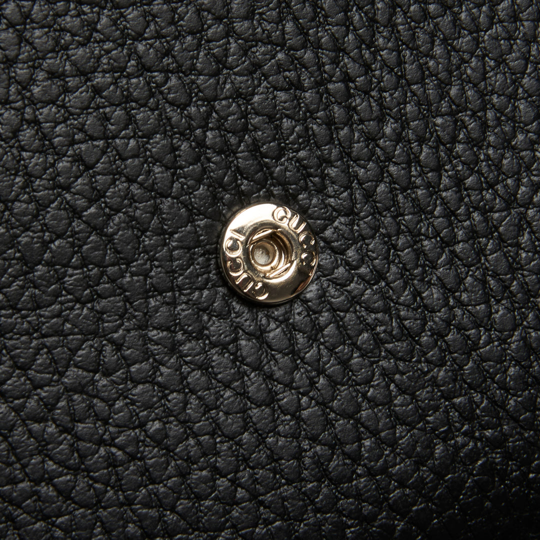 Gucci Black Grained Calf Leather Interlocking G Bifold Wallet