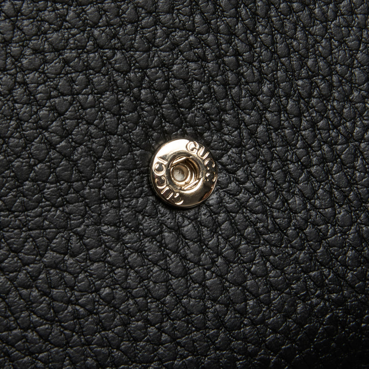Gucci Black Grained Calf Leather Interlocking G Bifold Wallet