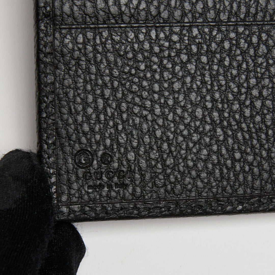 Gucci Black Grained Calf Leather Interlocking G Bifold Wallet
