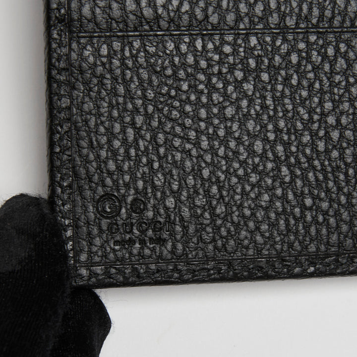 Gucci Black Grained Calf Leather Interlocking G Bifold Wallet