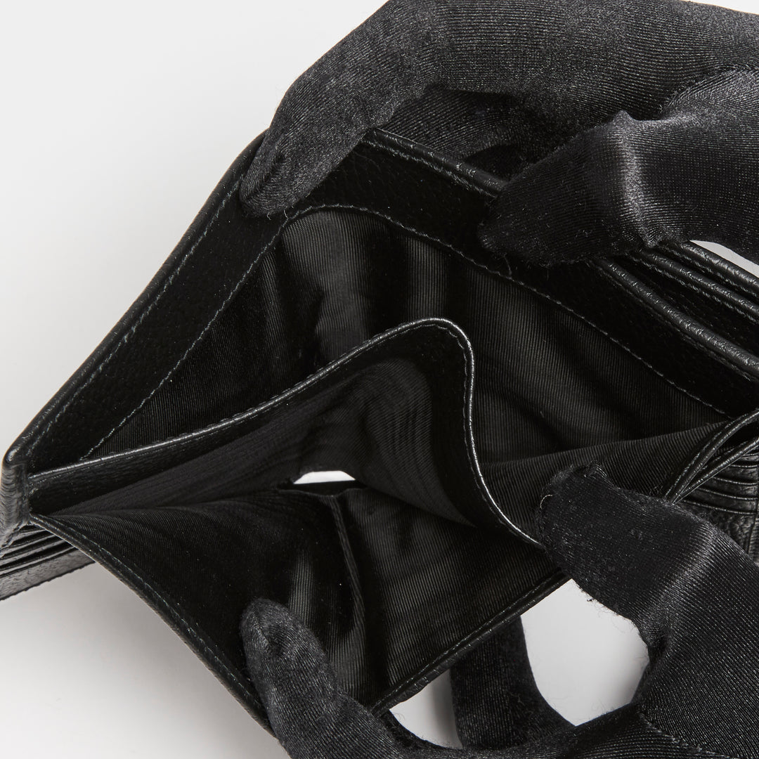 Gucci Black Grained Calf Leather Interlocking G Bifold Wallet