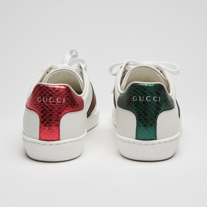 Gucci White Calf Leather Ace Bee Motif Sneakers Size 37