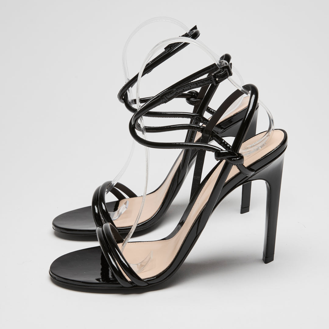 Gucci Black Patent Leather Ankle Strap Sandals Size 37