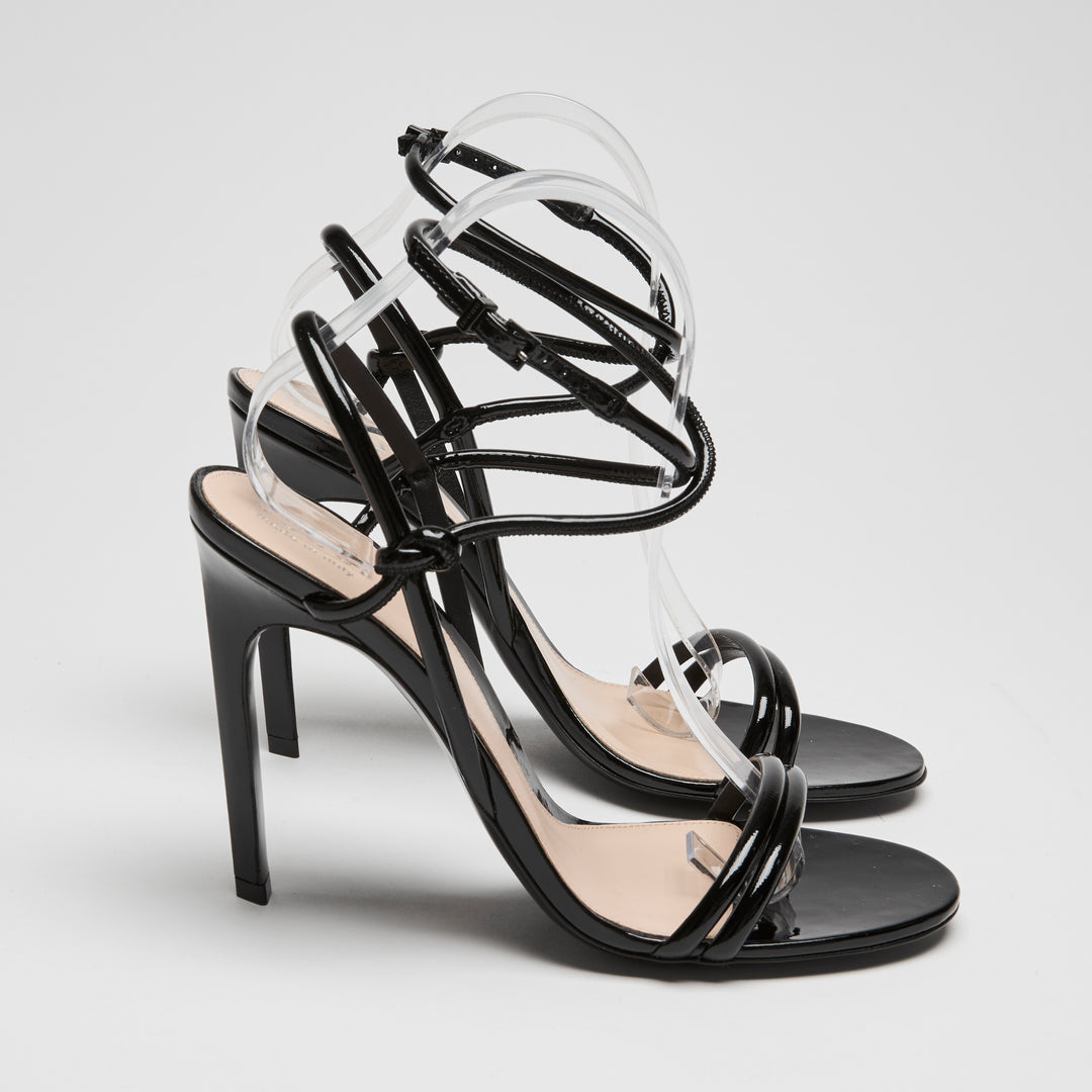 Gucci Black Patent Leather Ankle Strap Sandals Size 37