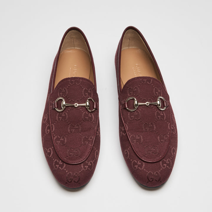 Gucci Burgundy GG Denim Loafers Size 36