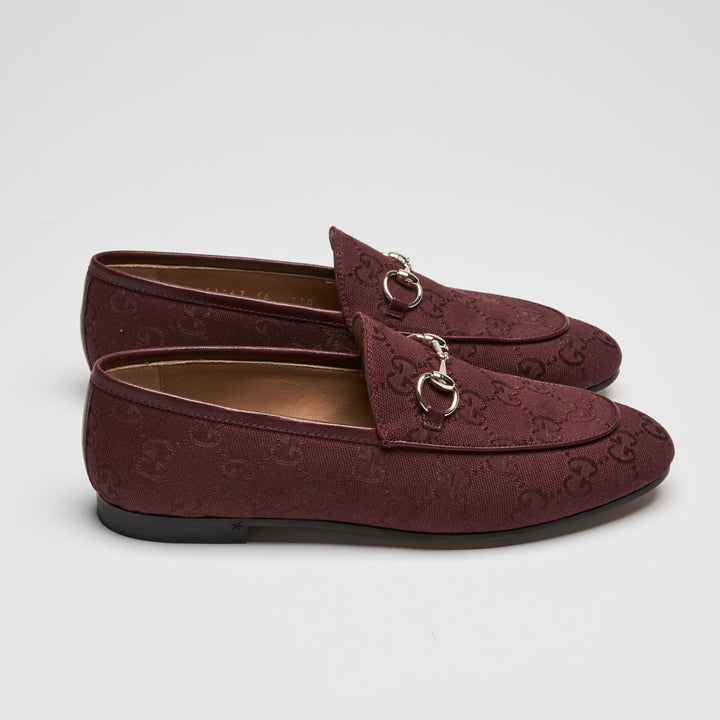 Gucci Burgundy GG Denim Loafers Size 36