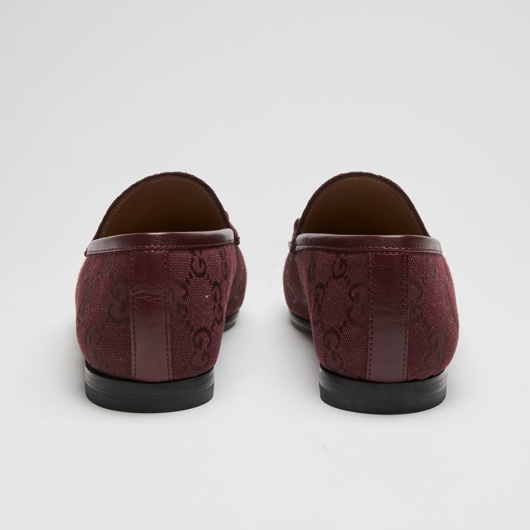 Gucci Burgundy GG Denim Loafers Size 36
