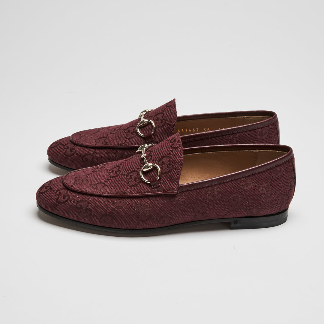 Gucci Burgundy GG Denim Loafers Size 36