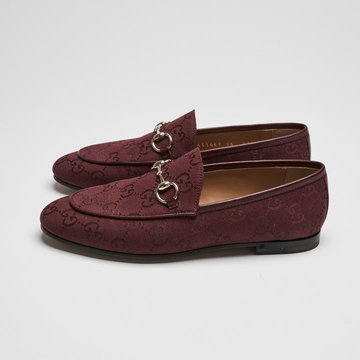 Gucci Burgundy GG Denim Loafers Size 36