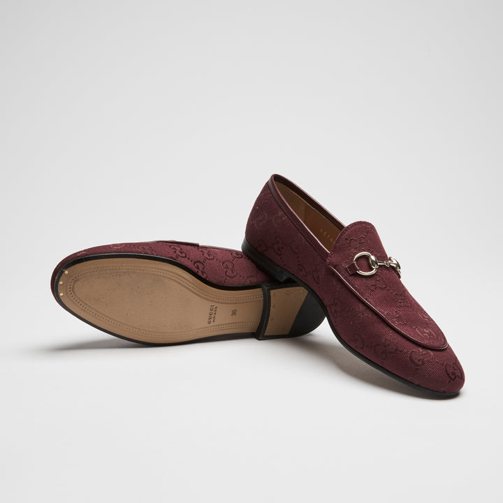 Gucci Burgundy GG Denim Loafers Size 36