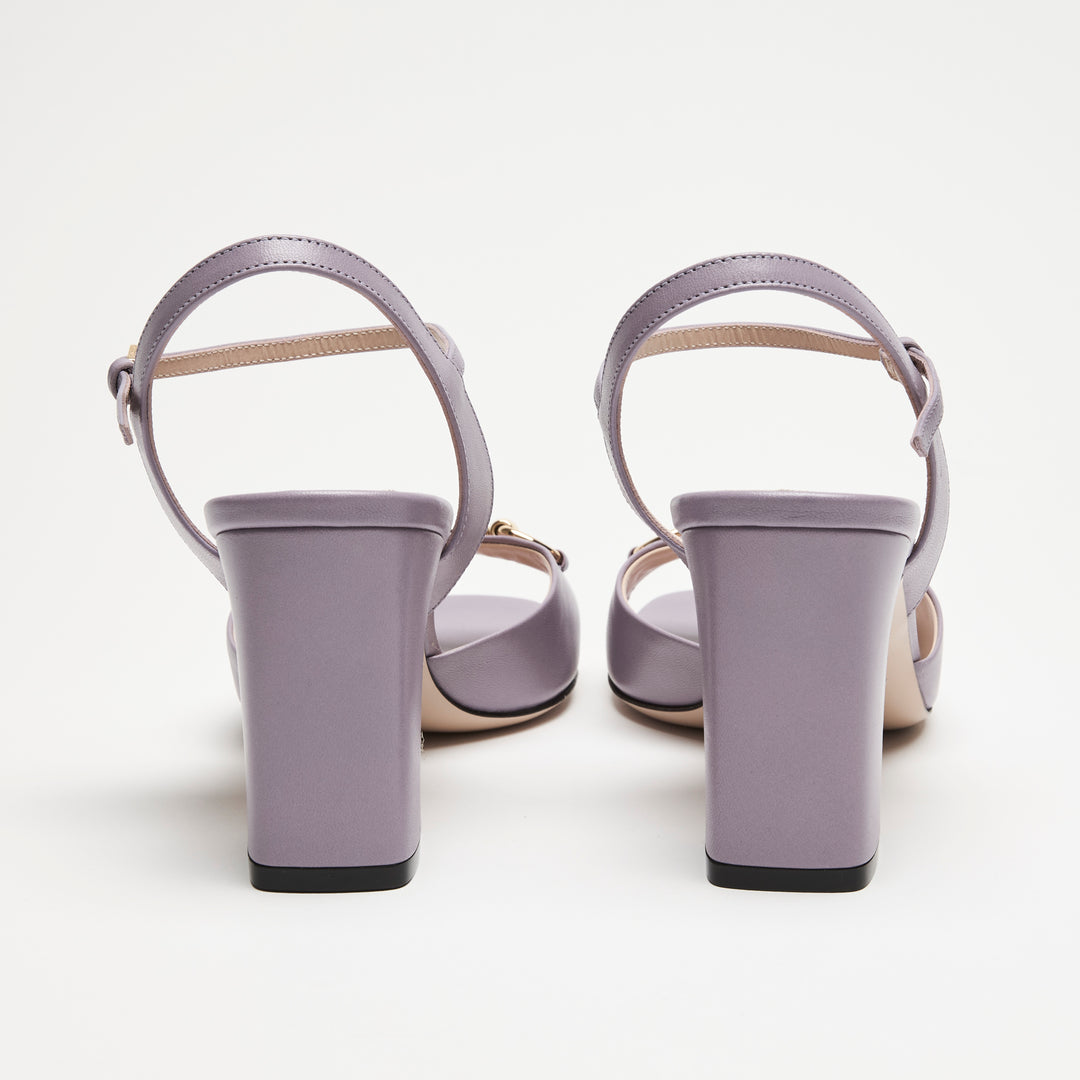 Gucci Light Purple Calf Leather Horsebit Block Heel Sandals Size 38.5