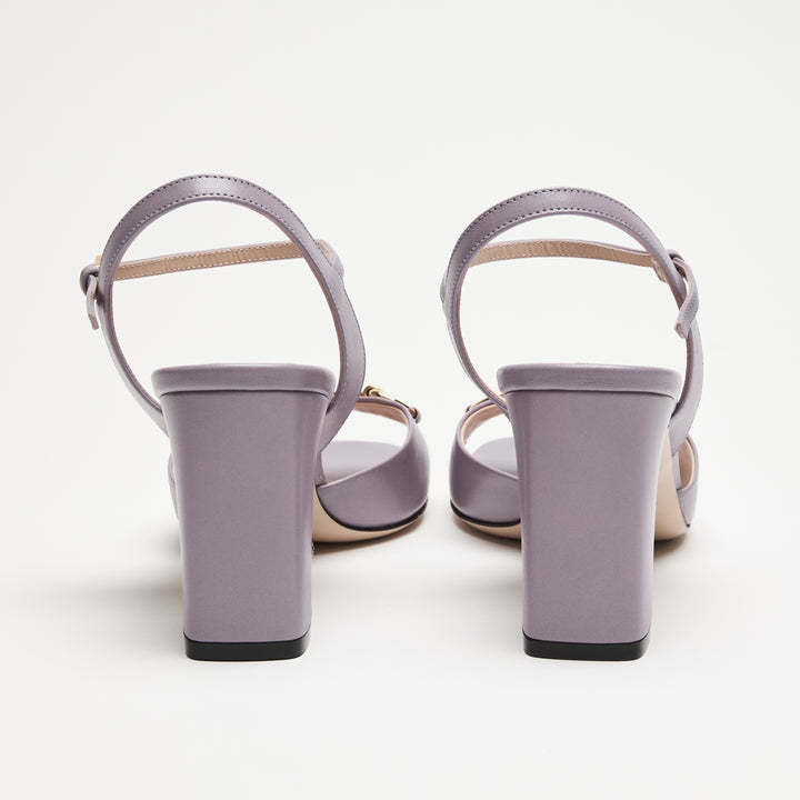 Gucci Light Purple Calf Leather Horsebit Block Heel Sandals Size 38.5