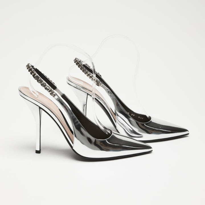 Gucci Silver Patent Leather Slingbacks Size 39