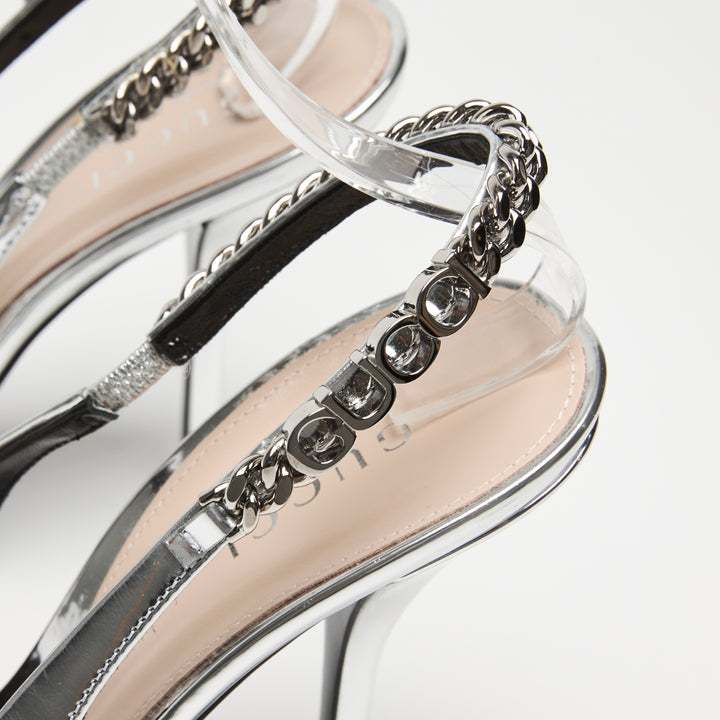 Gucci Silver Patent Leather Slingbacks Size 39