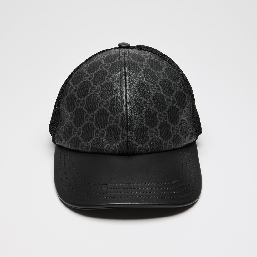 Gucci Black GG Supreme Canvas & Mesh Baseball Hat