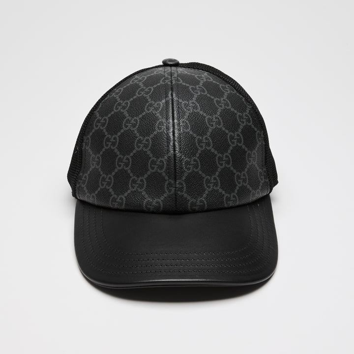 Gucci Black GG Supreme Canvas & Mesh Baseball Hat
